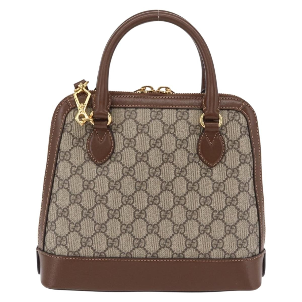 Gucci Horsebit 1955 Top Handle Gg Coated Canvas With Leather Beige Canvas Handbag (Pre-Owned)