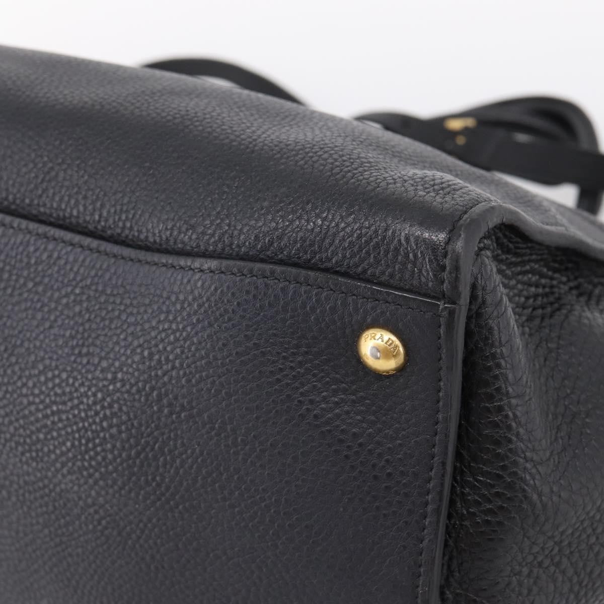 Prada Front Pocket Convertible Vitello Daino Black Leather Tote Bag Bag (Pre-Owned)