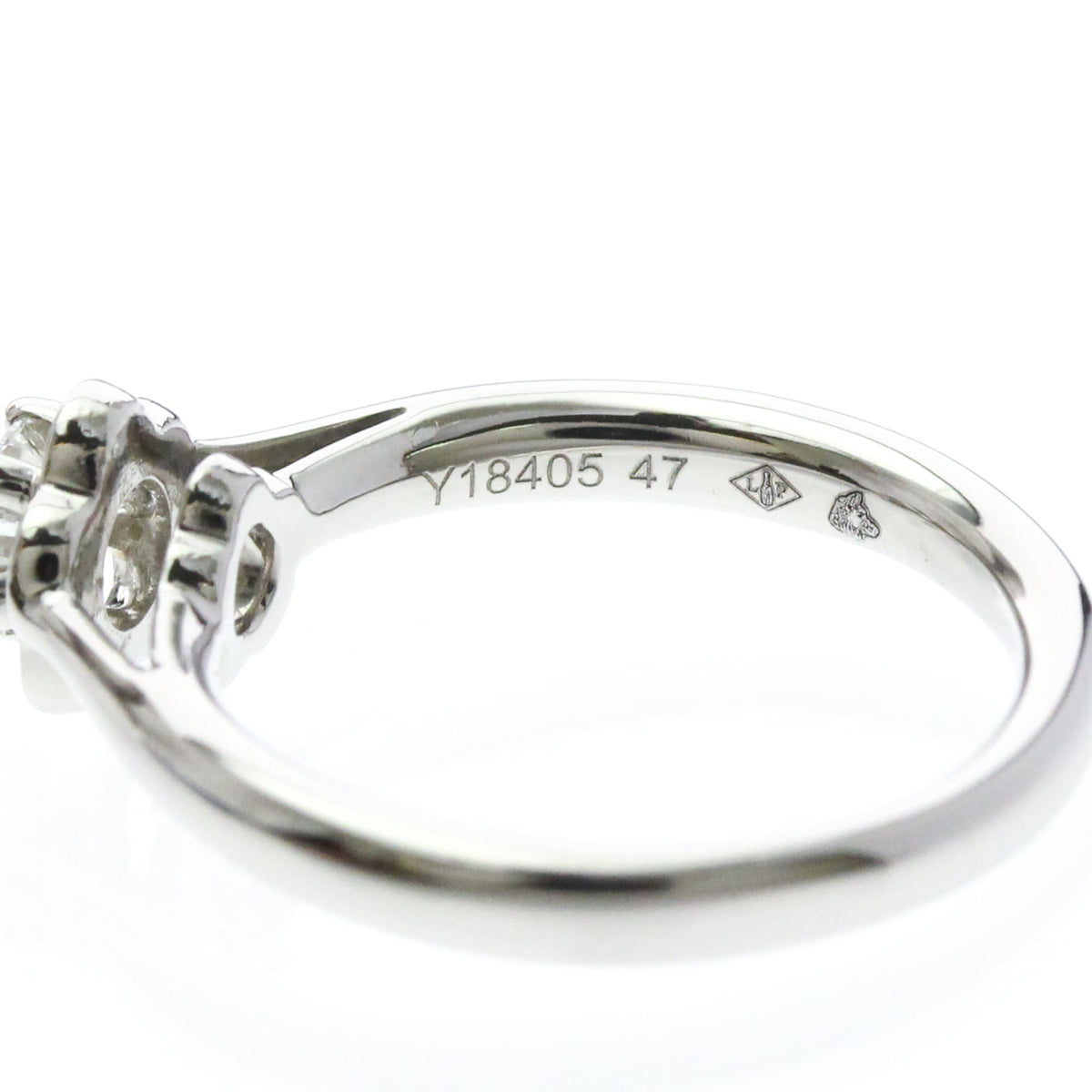 Chanel Extrait De Camelia 18K Rose Gold With Diamond Silver Platinum Ring Jewelry (Pre-Owned)