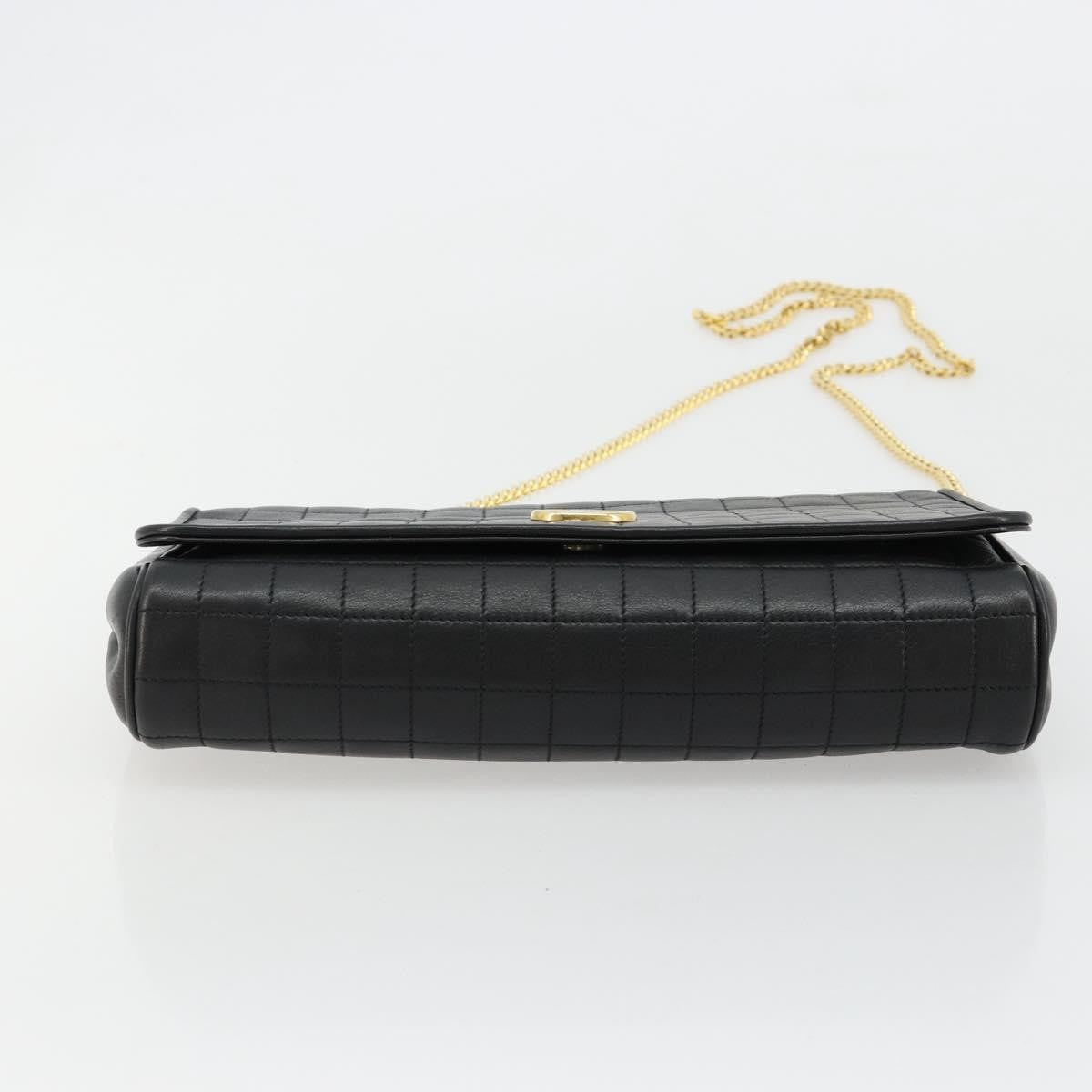Celine Flap Shoulder Leather Black Leather Shoulder Bag Bag (Pre-Owned)