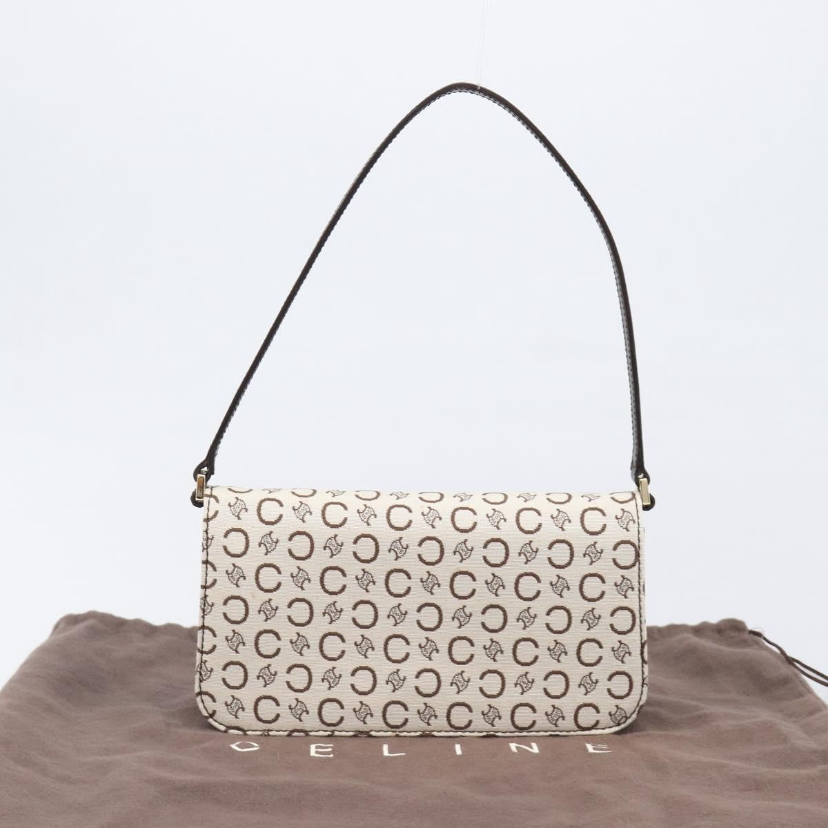 Celine C Macadam Shoulder Canvas Beige Canvas Handbag (Pre-Owned)