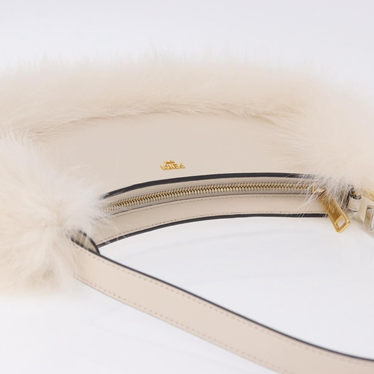 Fendi O'lock Swing Leather With Fur White Leather Shoulder Bag Bag (Pre-Owned)