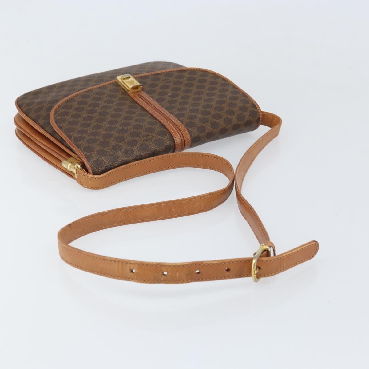 Celine Vintage Macadam Canvas And Leather Brown Canvas Shoulder Bag Bag (Pre-Owned)