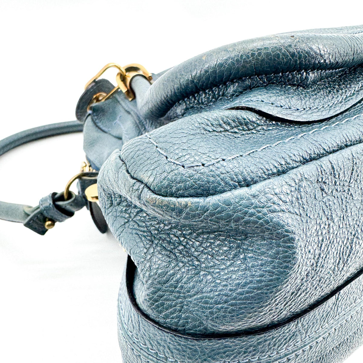 Chloe Paraty Quilted Leather Blue Leather Handbag (Pre-Owned)