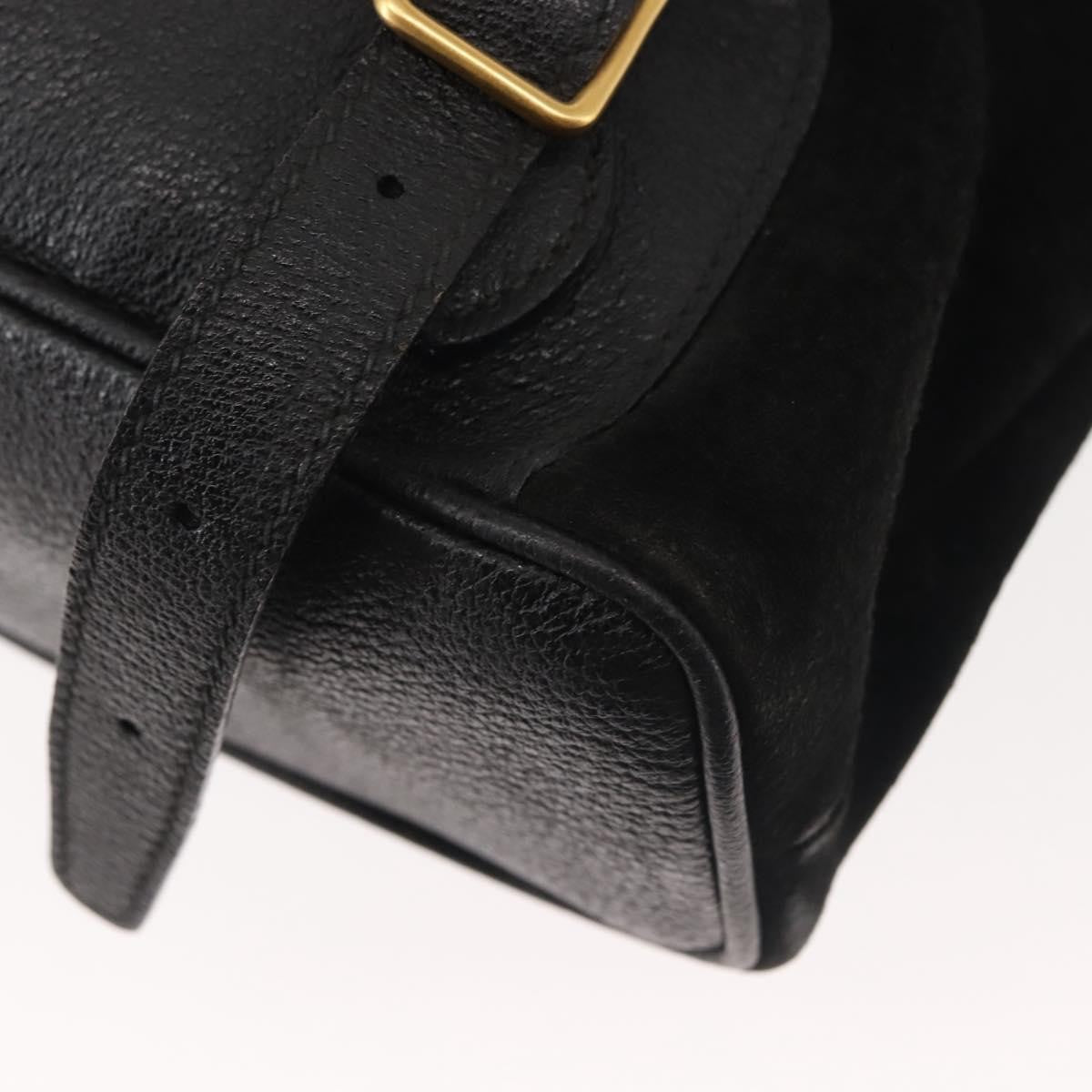 Gucci Vintage Bamboo Suede Black Suede Backpack Bag (Pre-Owned)