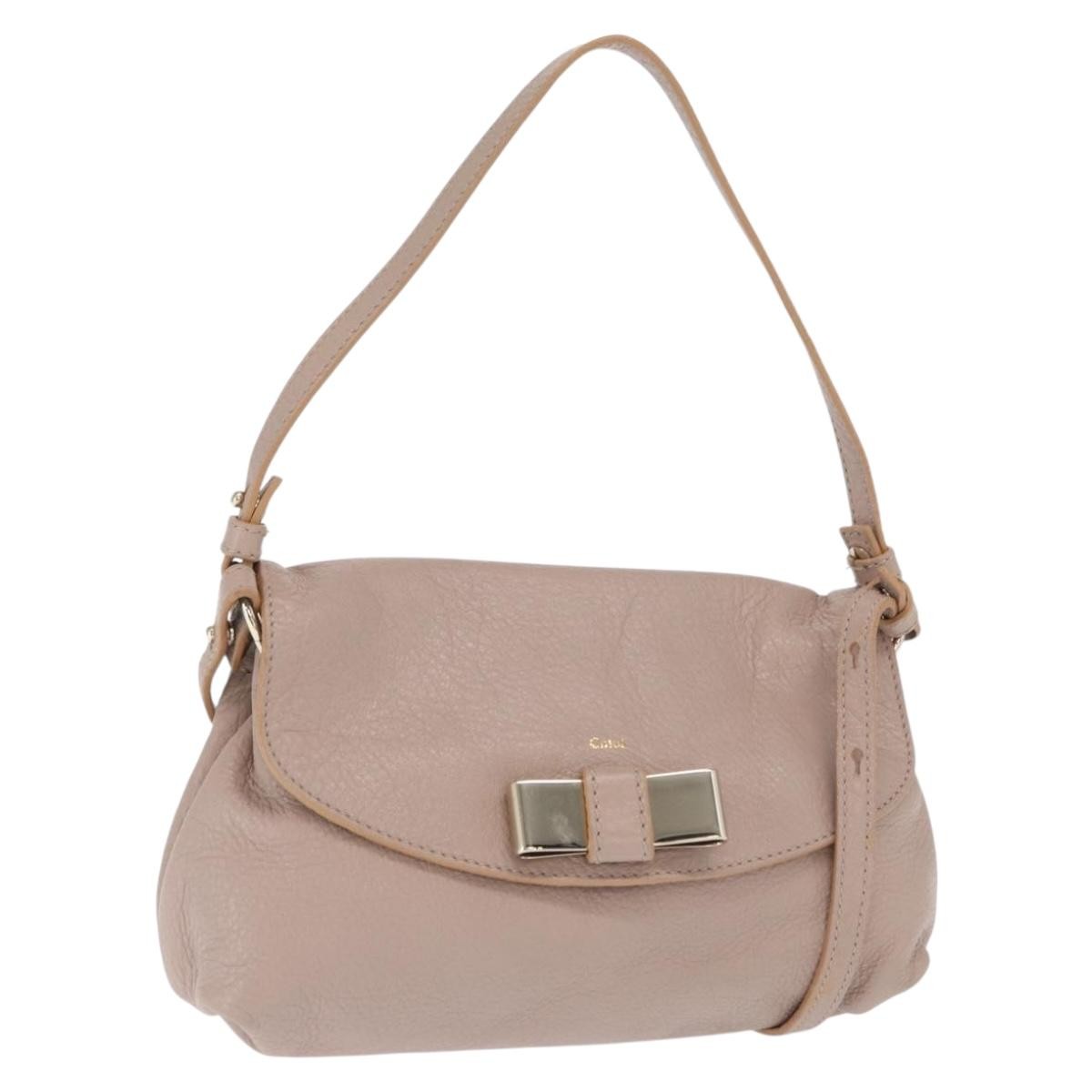 Chloe Lily Leather Beige Leather Handbag (Pre-Owned)