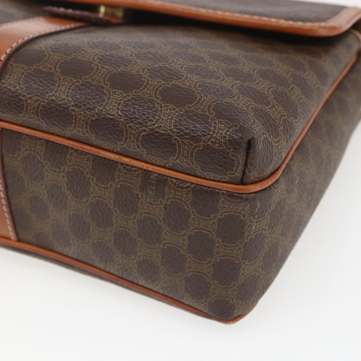 Celine Vintage Macadam Canvas And Leather Brown Canvas Shoulder Bag Bag (Pre-Owned)