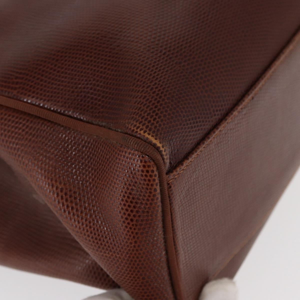 Salvatore Ferragamo Vintage Vara Bow Tote Lizard Embossed Leather Brown Leather Tote Bag Bag (Pre-Owned)