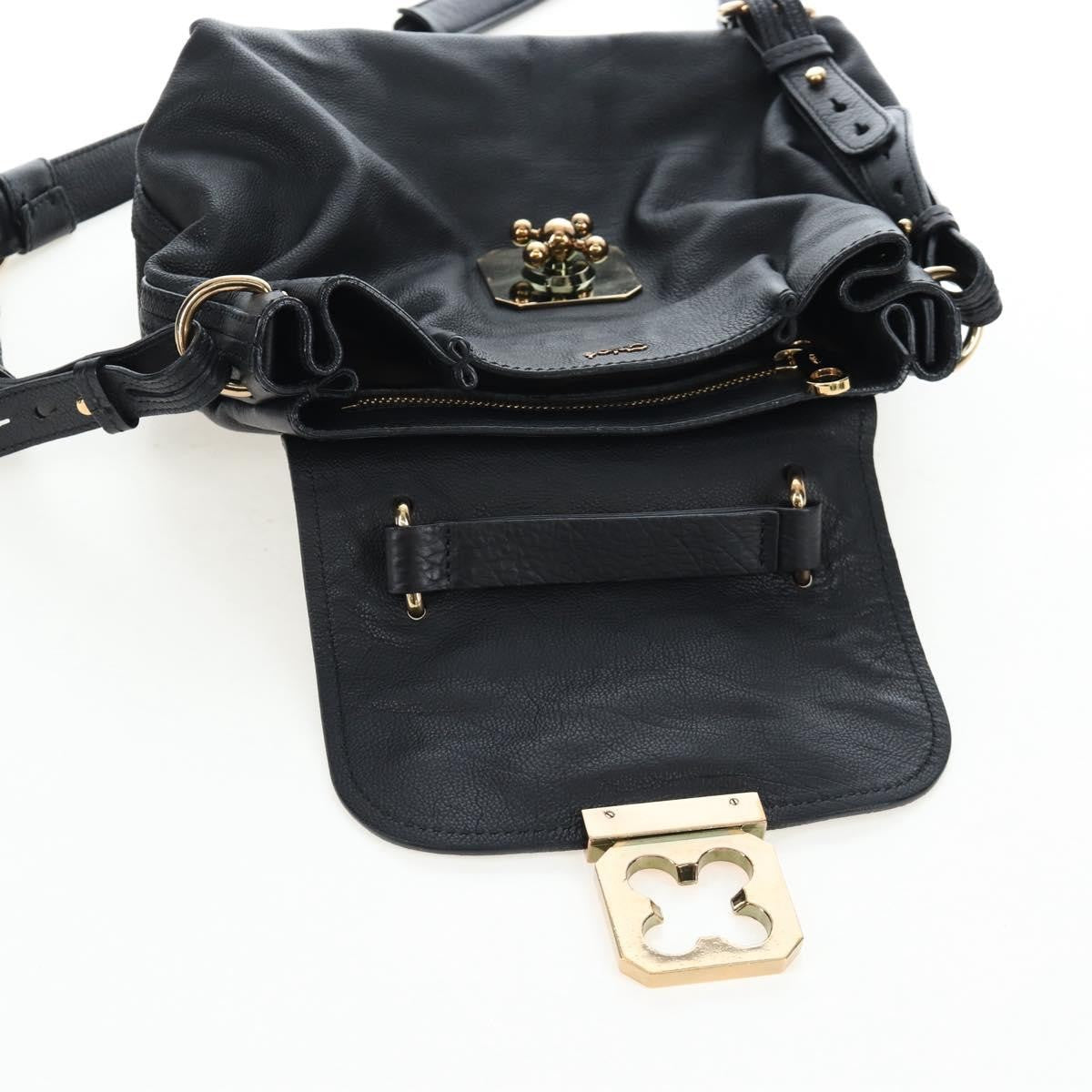 Chloe Elsie Convertible Satchel Leather Black Leather Handbag (Pre-Owned)