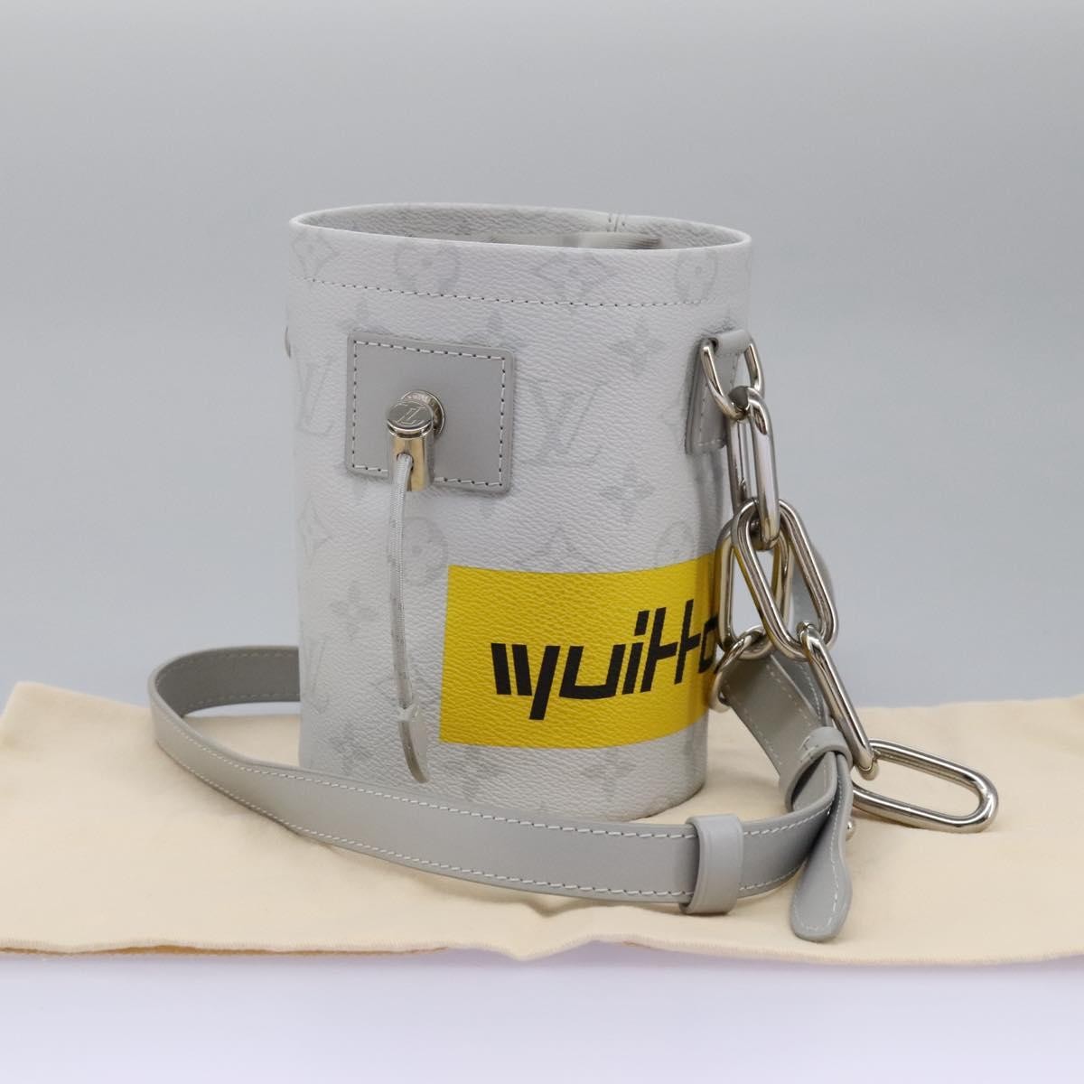 Louis Vuitton Chalk Nano Limited Edition Logo Story Monogram Canvas Gray Canvas Clutche & Pouche Bag (Pre-Owned)