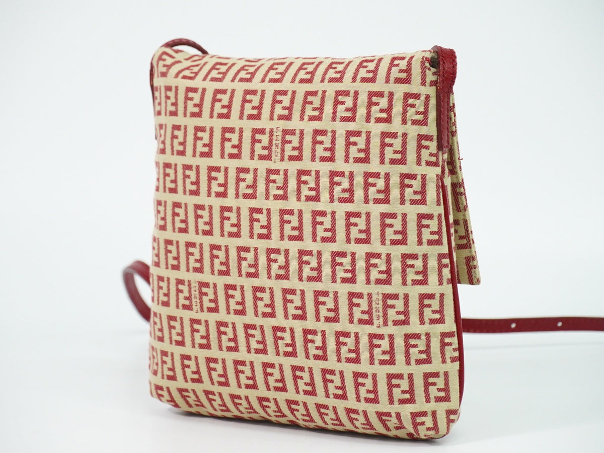 Fendi Vintage Flap Zucchino Coated Canvas Beige Canvas Crossbody Bag Bag (Pre-Owned)