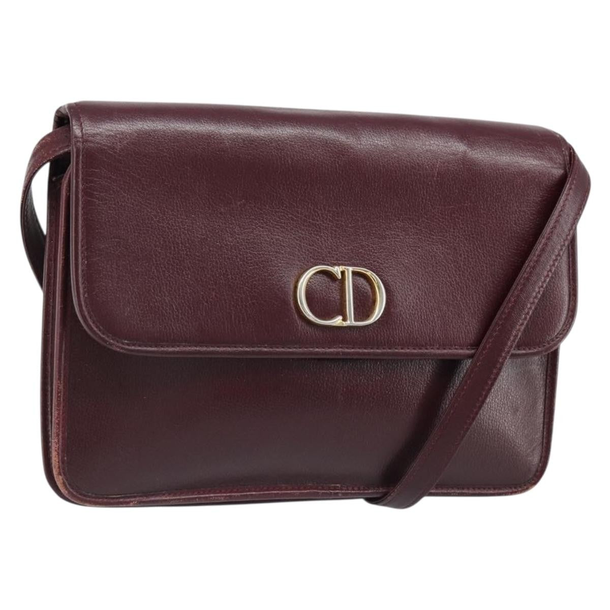 Christian Dior Shoulder Leather Burgundy Leather Shoulder Bag Bag (Pre-Owned)