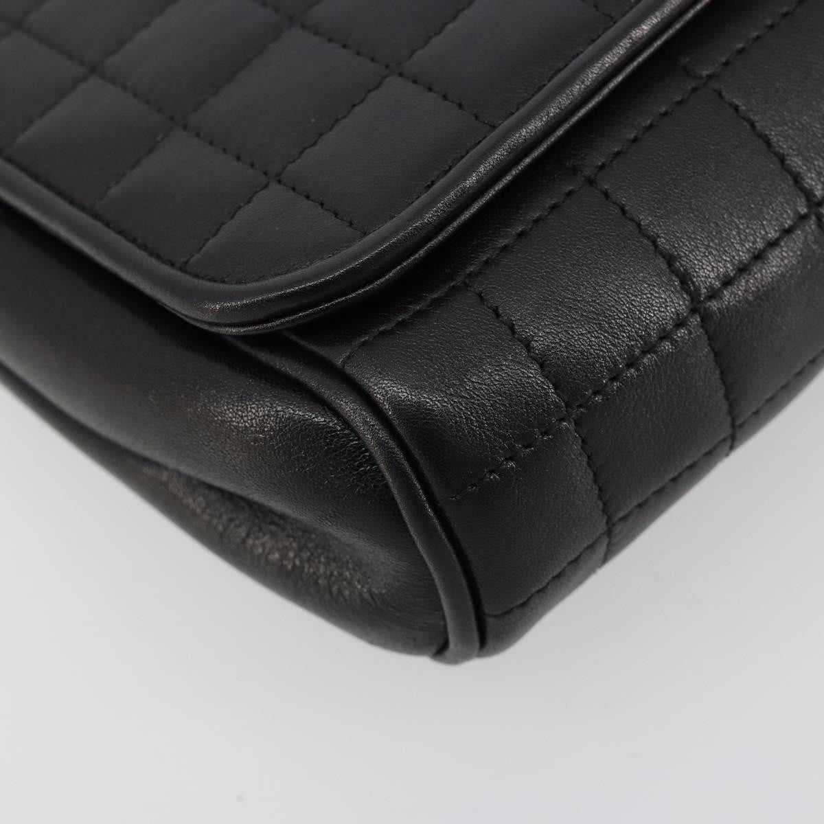 Celine Flap Shoulder Leather Black Leather Shoulder Bag Bag (Pre-Owned)