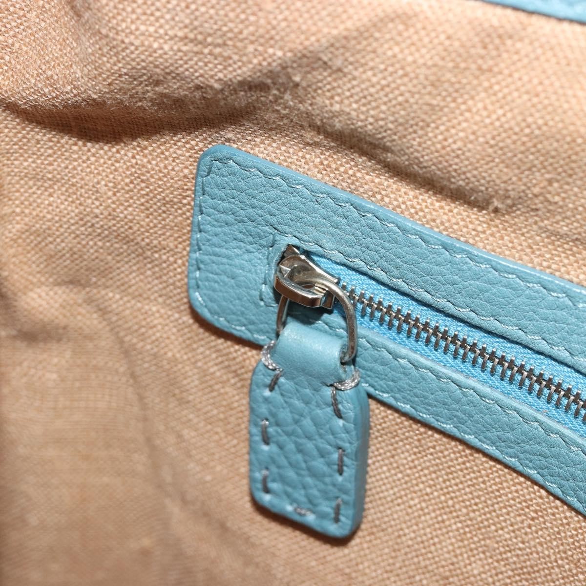 Fendi Vintage Selleria Zip Messenger Leather Blue Leather Shoulder Bag Bag (Pre-Owned)