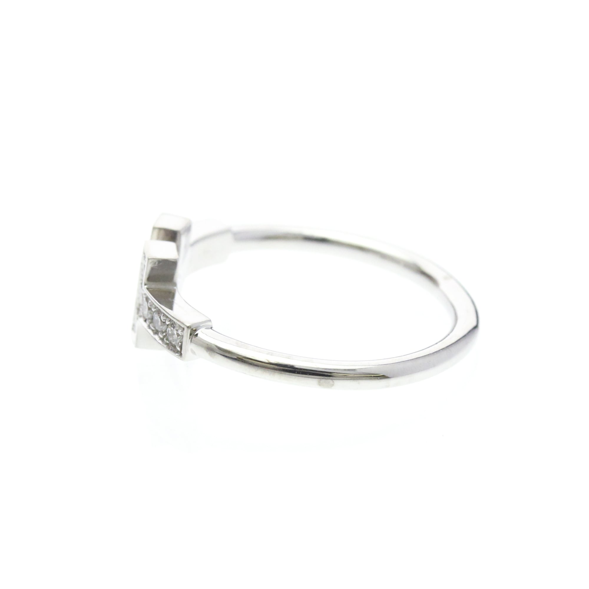 Tiffany & Co. T Wire 18K White Gold Silver White_Gold Ring Jewelry (Pre-Owned)