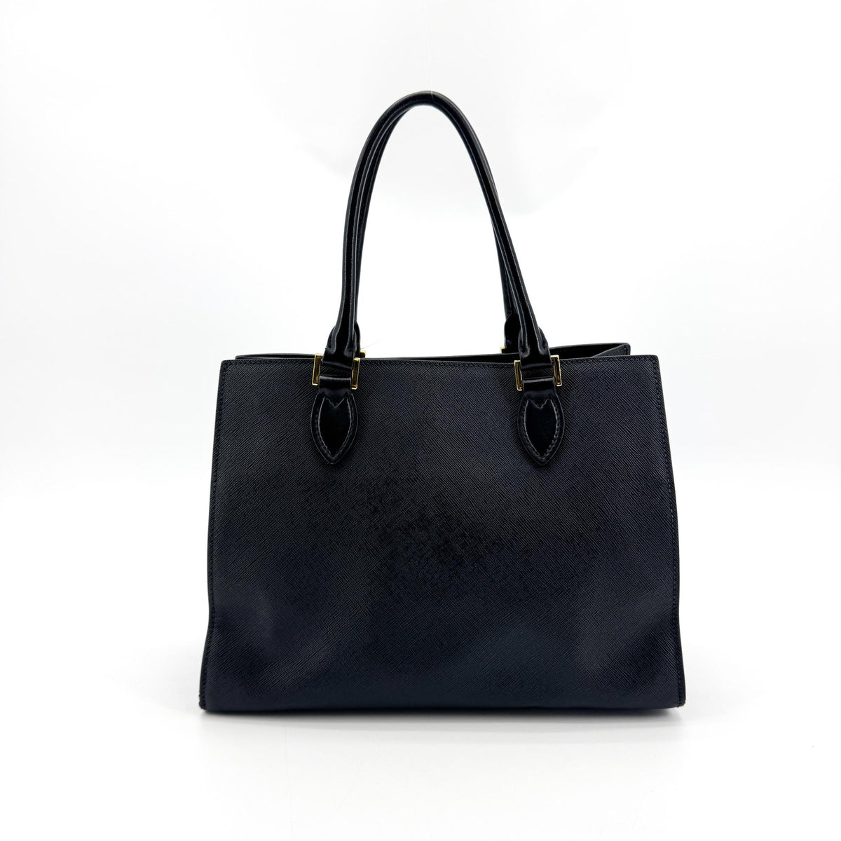 Prada Convertible Open Saffiano Leather Black Leather Tote Bag Bag (Pre-Owned)