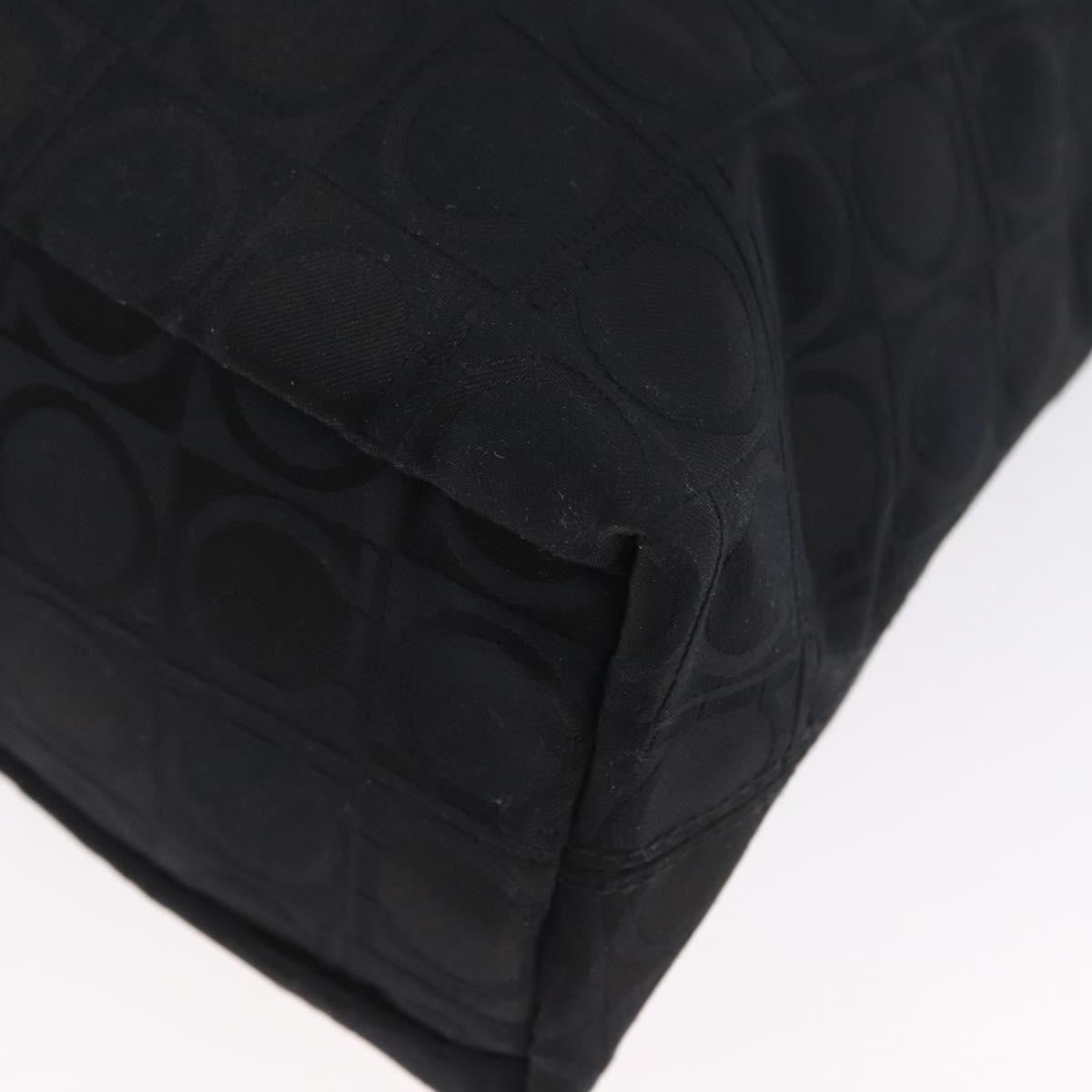 Salvatore Ferragamo Gancini Tote Gancini Canvas Black Canvas Tote Bag Bag (Pre-Owned)