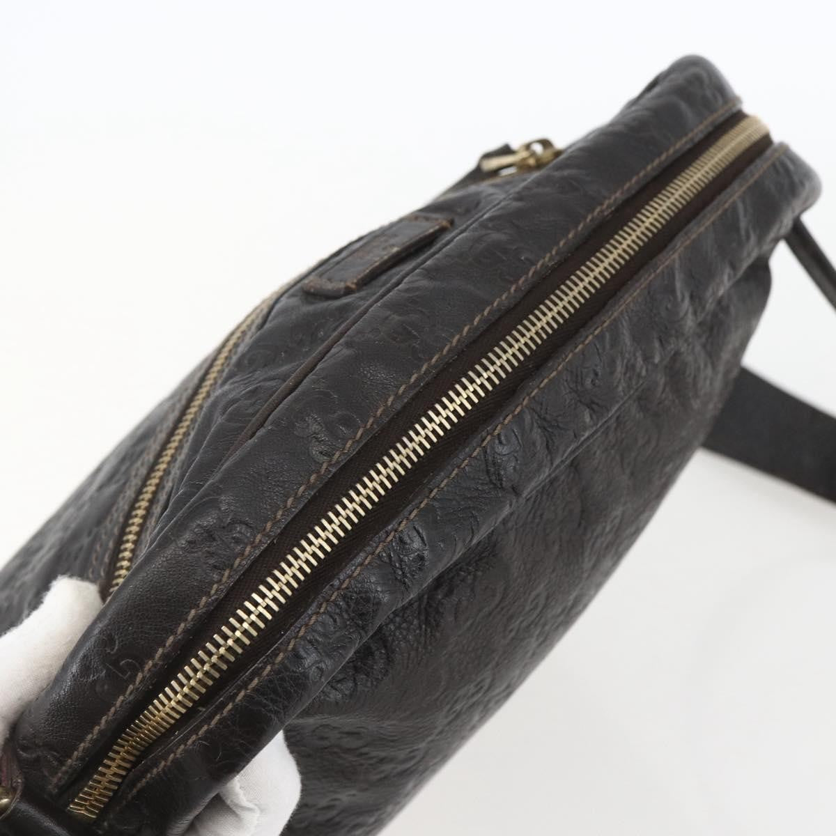 Gucci Front Zip Messenger Guccissima Leather Brown Leather Shoulder Bag Bag (Pre-Owned)
