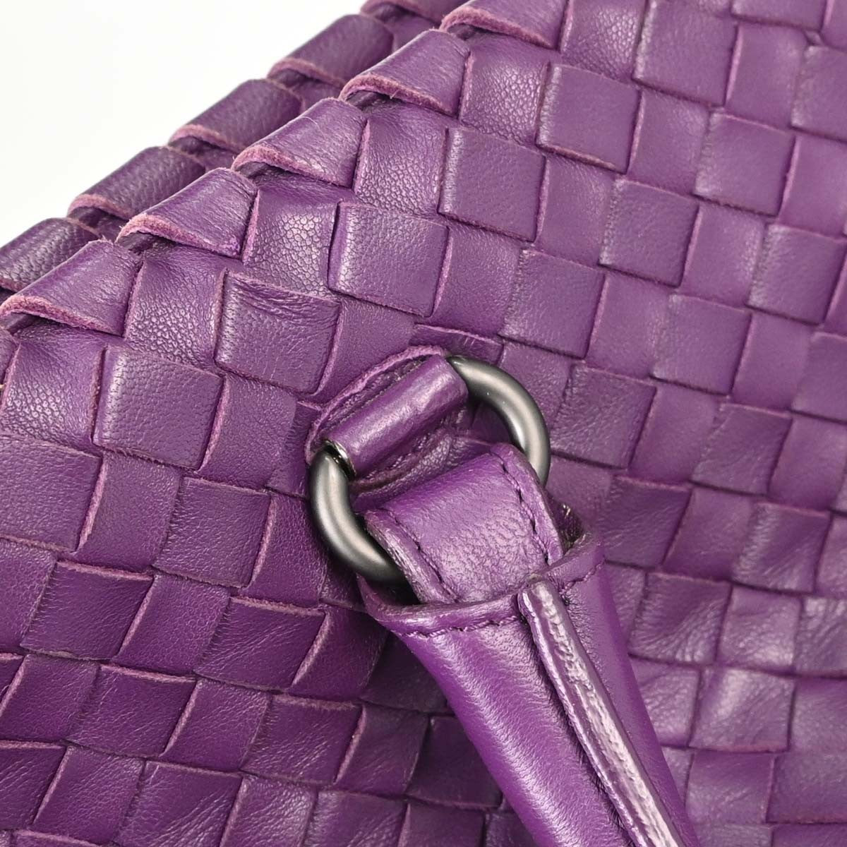 Bottega Veneta Brick Intrecciato Nappa Purple Leather Tote Bag Bag (Pre-Owned)
