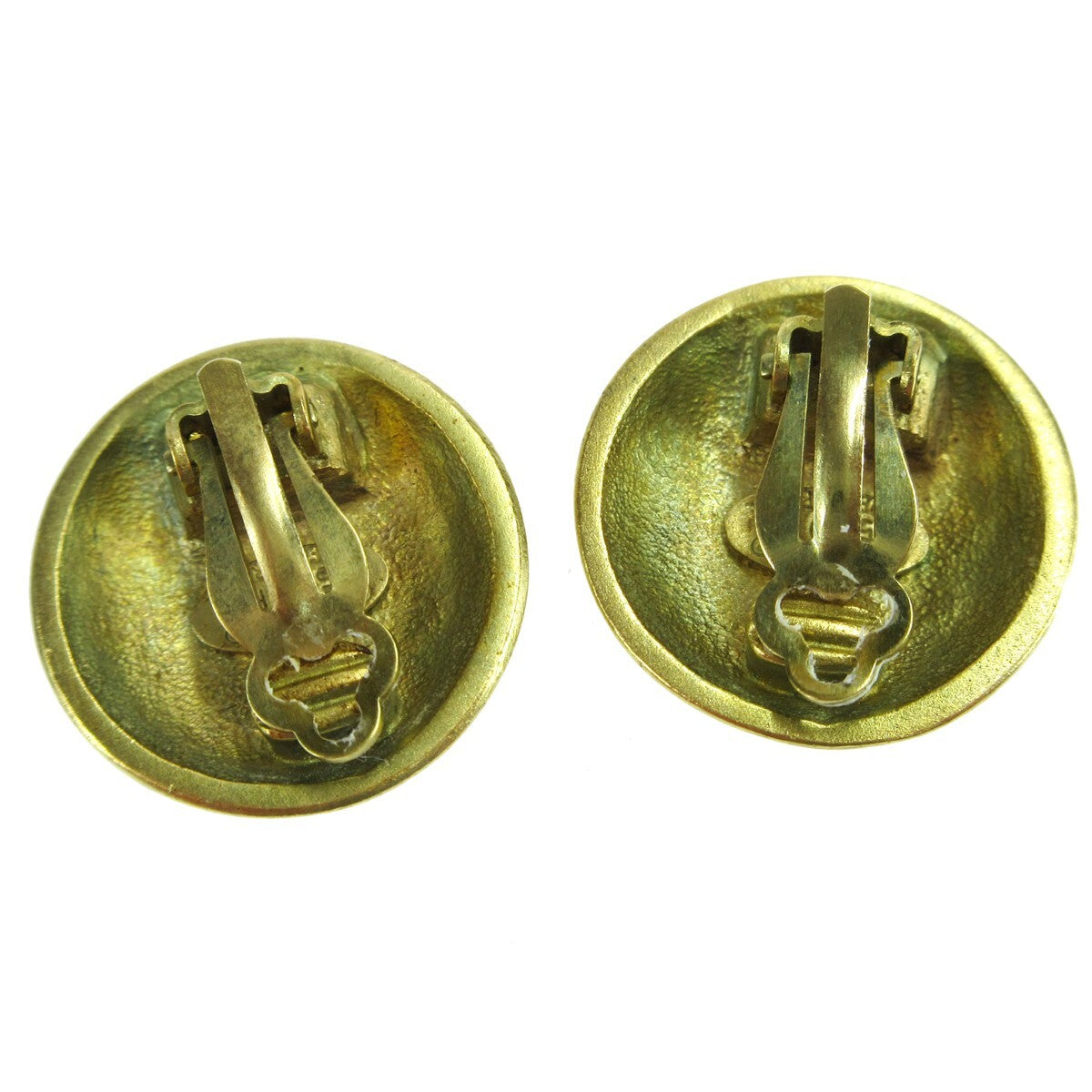 Chanel Cc Button Clip-On Metal Gold Gold_Plated Earrings Jewelry (Pre-Owned)