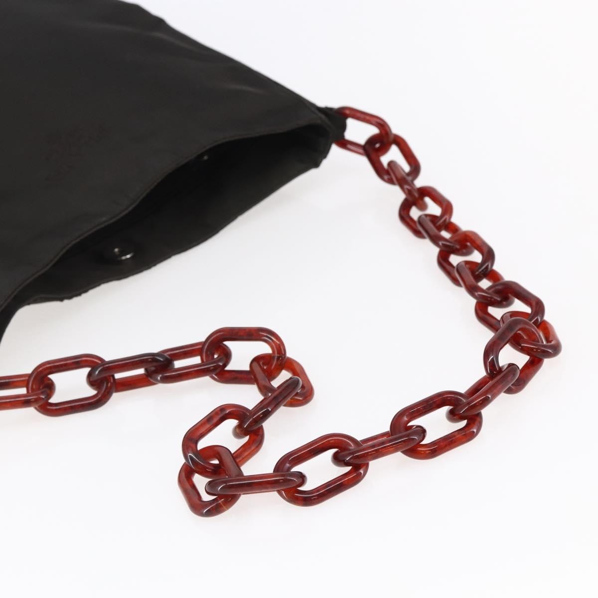 Prada Resin Chain Nylon Brown Nylon Shoulder Bag Bag (Pre-Owned)