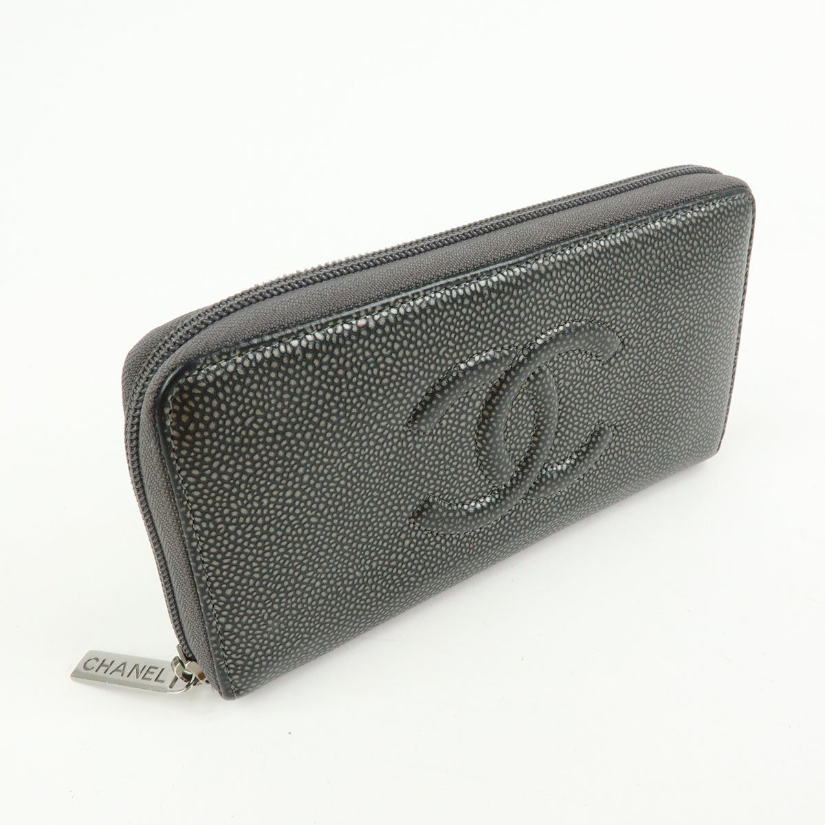 Chanel Vintage Timeless Zip Leather Metallic Crocodile_Skin Wallets Accessory (Pre-Owned)