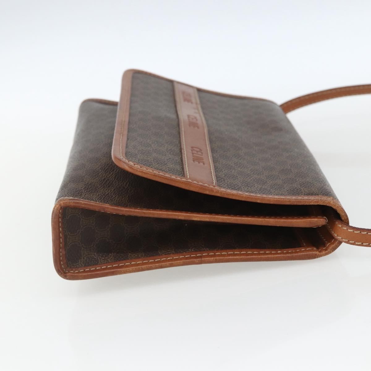 Celine Vintage Macadam Canvas And Leather Brown Canvas Shoulder Bag Bag (Pre-Owned)