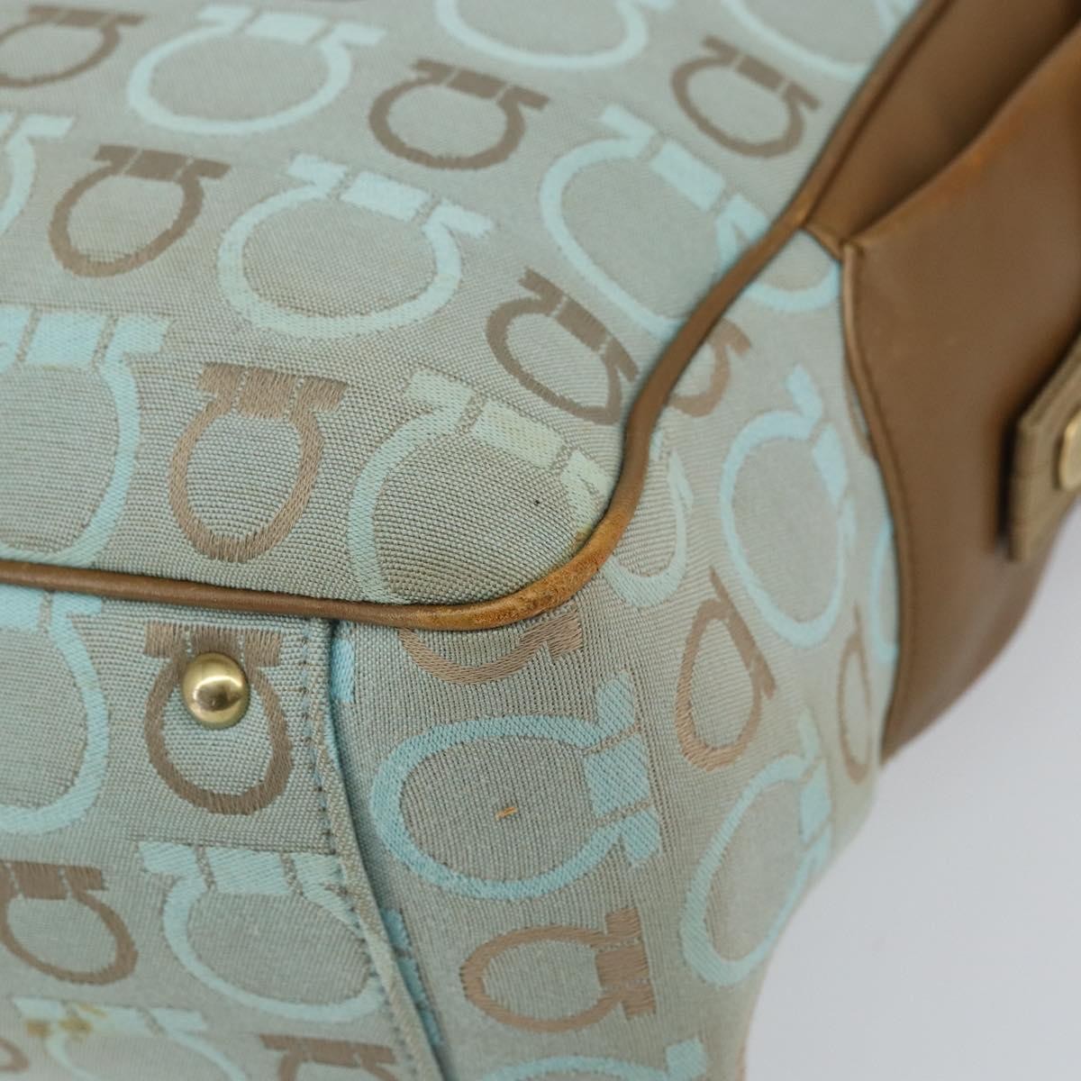 Salvatore Ferragamo Gancini Tote Gancini Canvas Blue Canvas Tote Bag Bag (Pre-Owned)