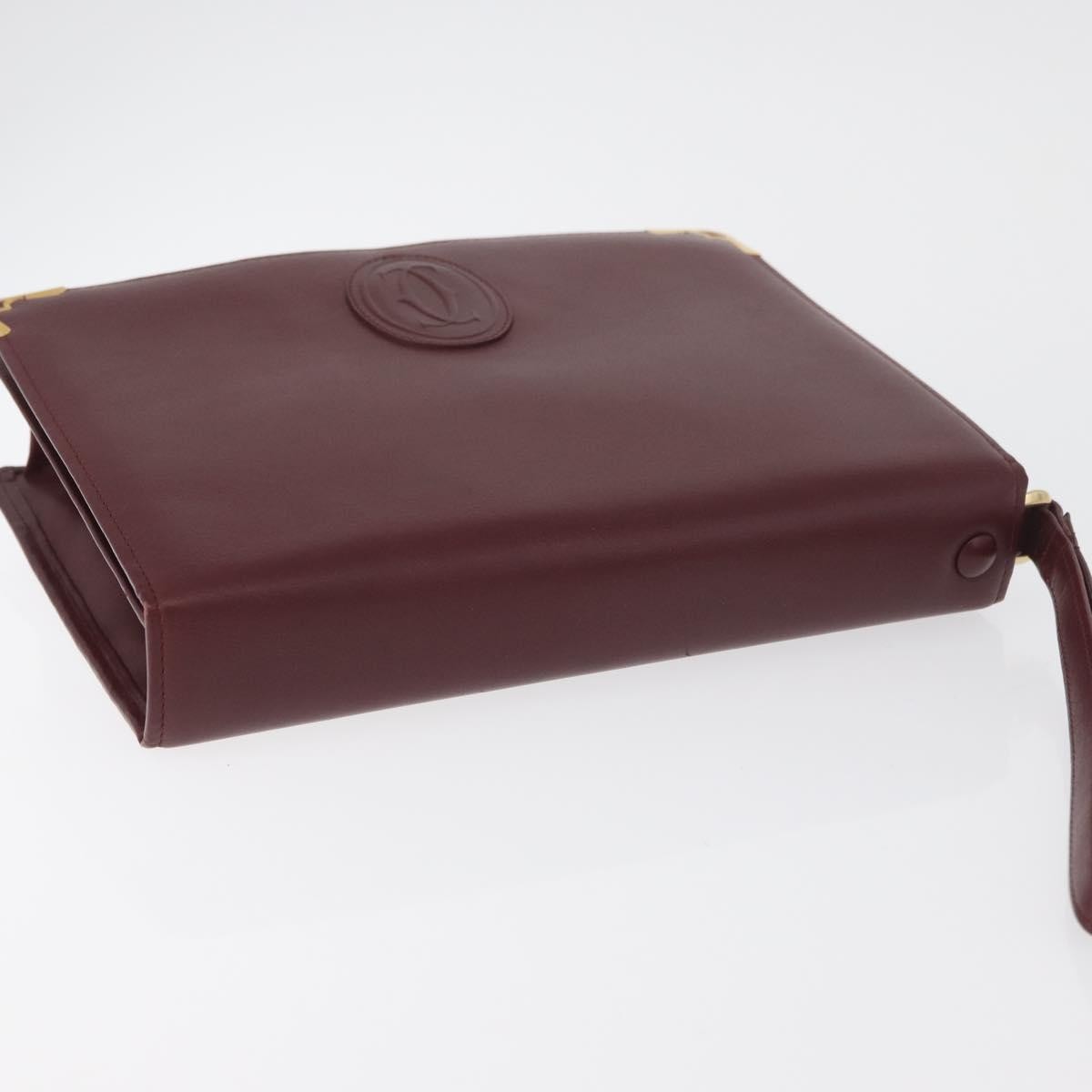 Cartier Must De Cartier Clutch Leather Burgundy Leather Clutche & Pouche Bag (Pre-Owned)