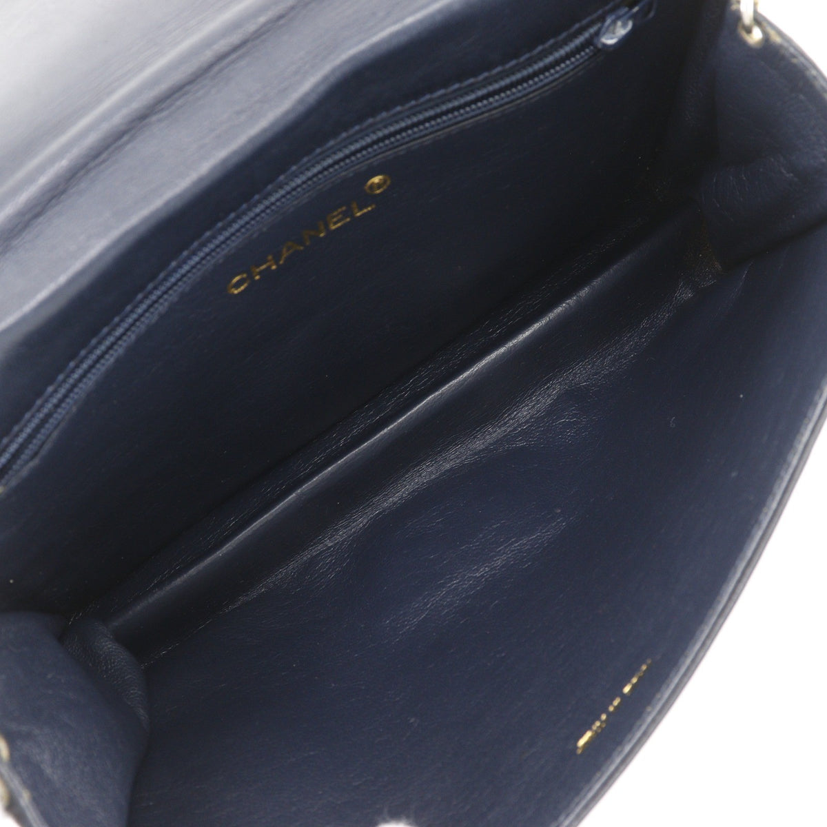 Chanel Vintage Cc Envelope Chain Flap Lambskin Navy Leather Shoulder Bag Bag (Pre-Owned)