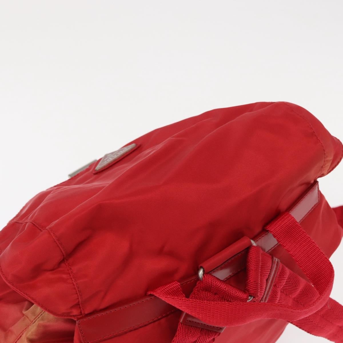 Prada Double Front Pocket Tessuto Red Nylon Backpack Bag (Pre-Owned)