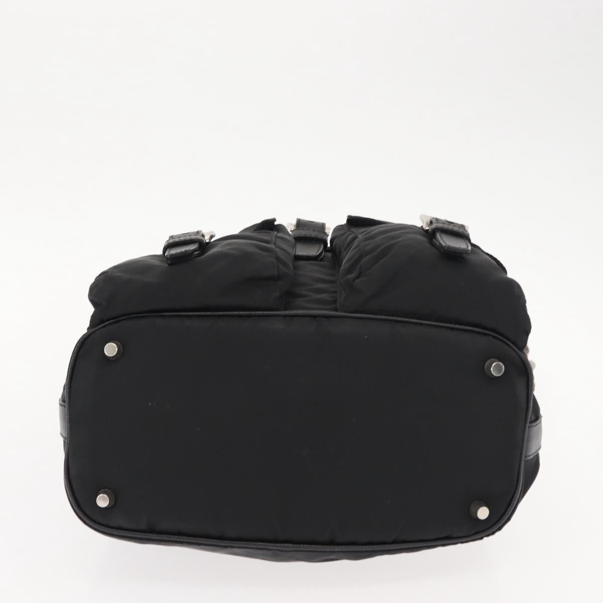 Prada Double Pocket Drawstring Tessuto Black Nylon Shoulder Bag Bag (Pre-Owned)