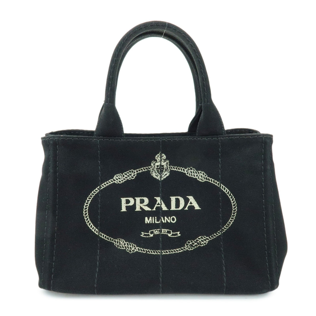 Prada Canapa Canvas Black Canvas Tote Bag Bag (Pre-Owned)