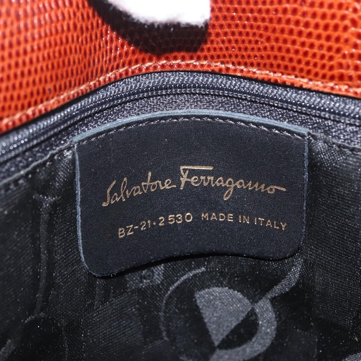 Salvatore Ferragamo Vala Tote Embossed Leather Brown Leather Tote Bag Bag (Pre-Owned)