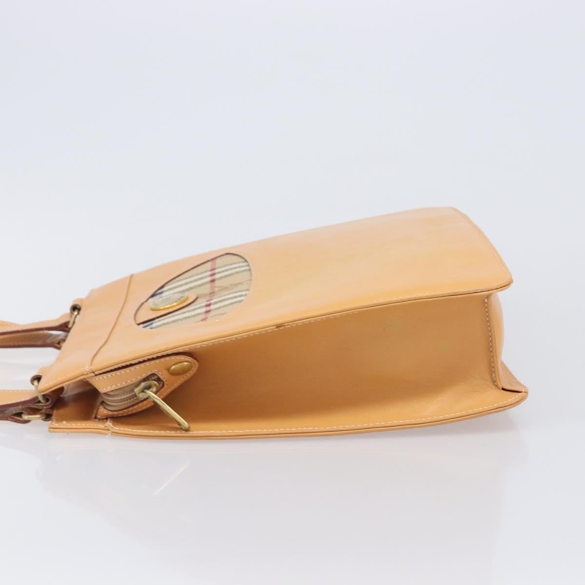 Burberry Nova Check Shoulder Bag Leather Beige Leather Shoulder Bag Bag (Pre-Owned)
