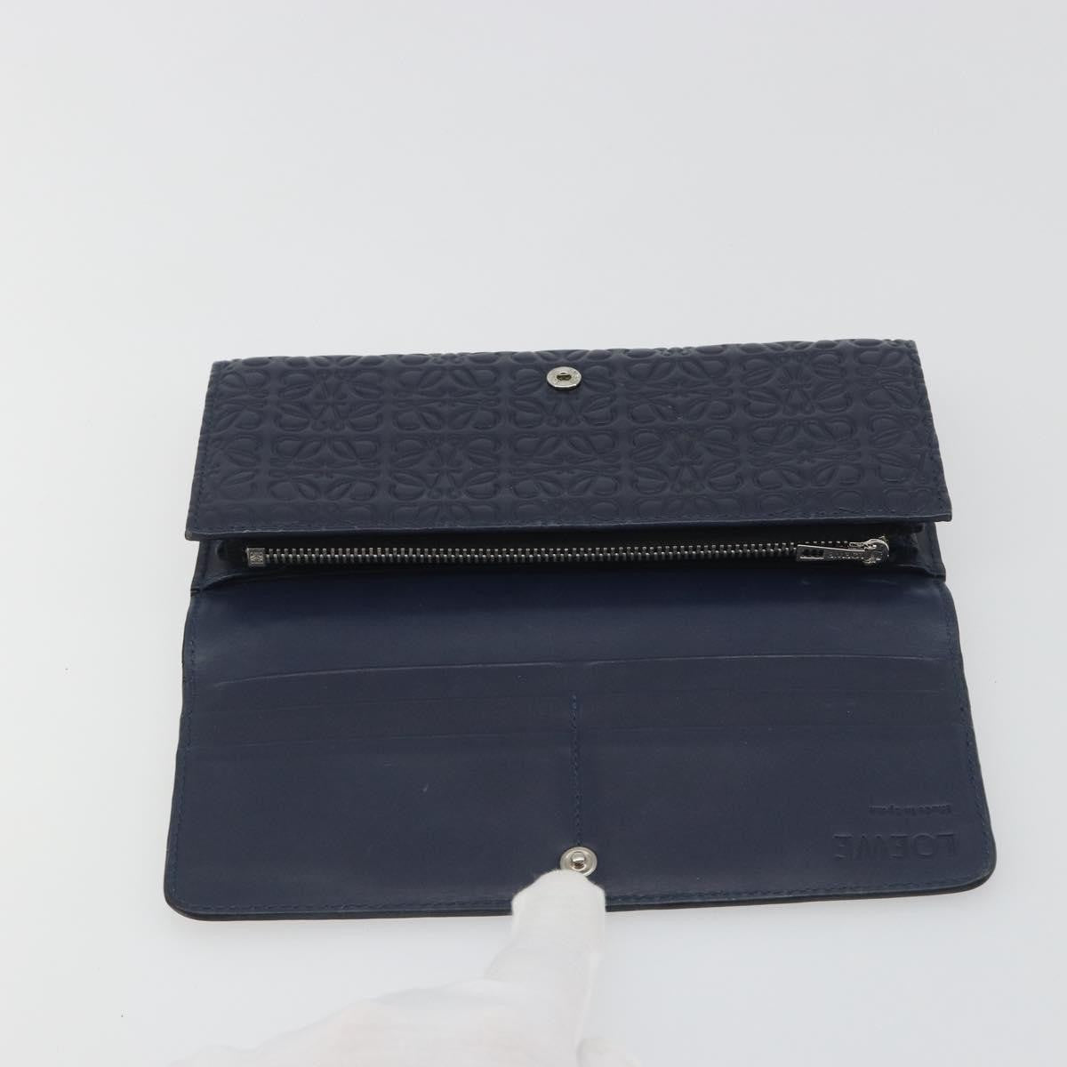 Loewe Anagram Leather Navy Leather Wallets Accessory (Pre-Owned)