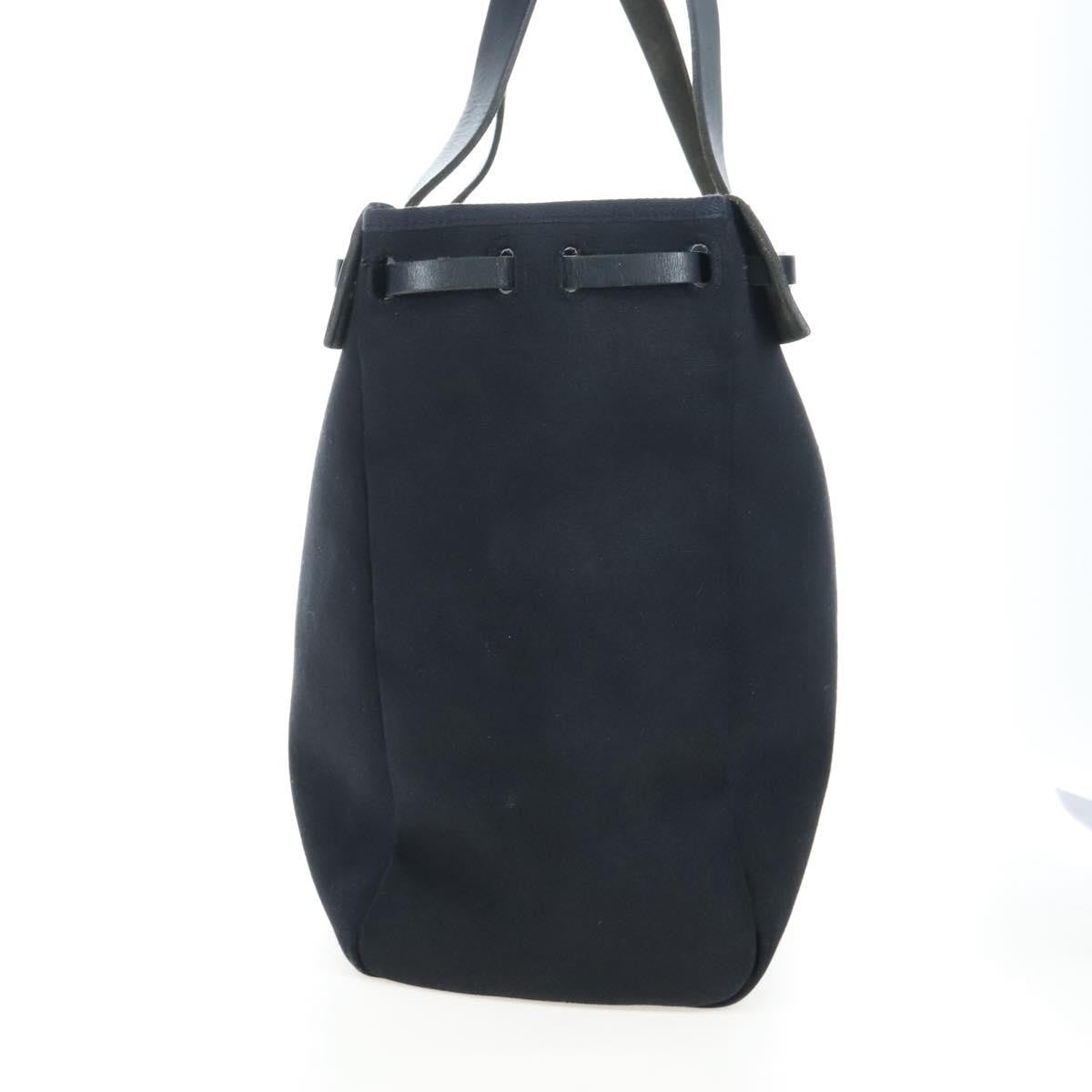 Hermes Herbag Cabas Toile And Leather Black Canvas Tote Bag Bag (Pre-Owned)