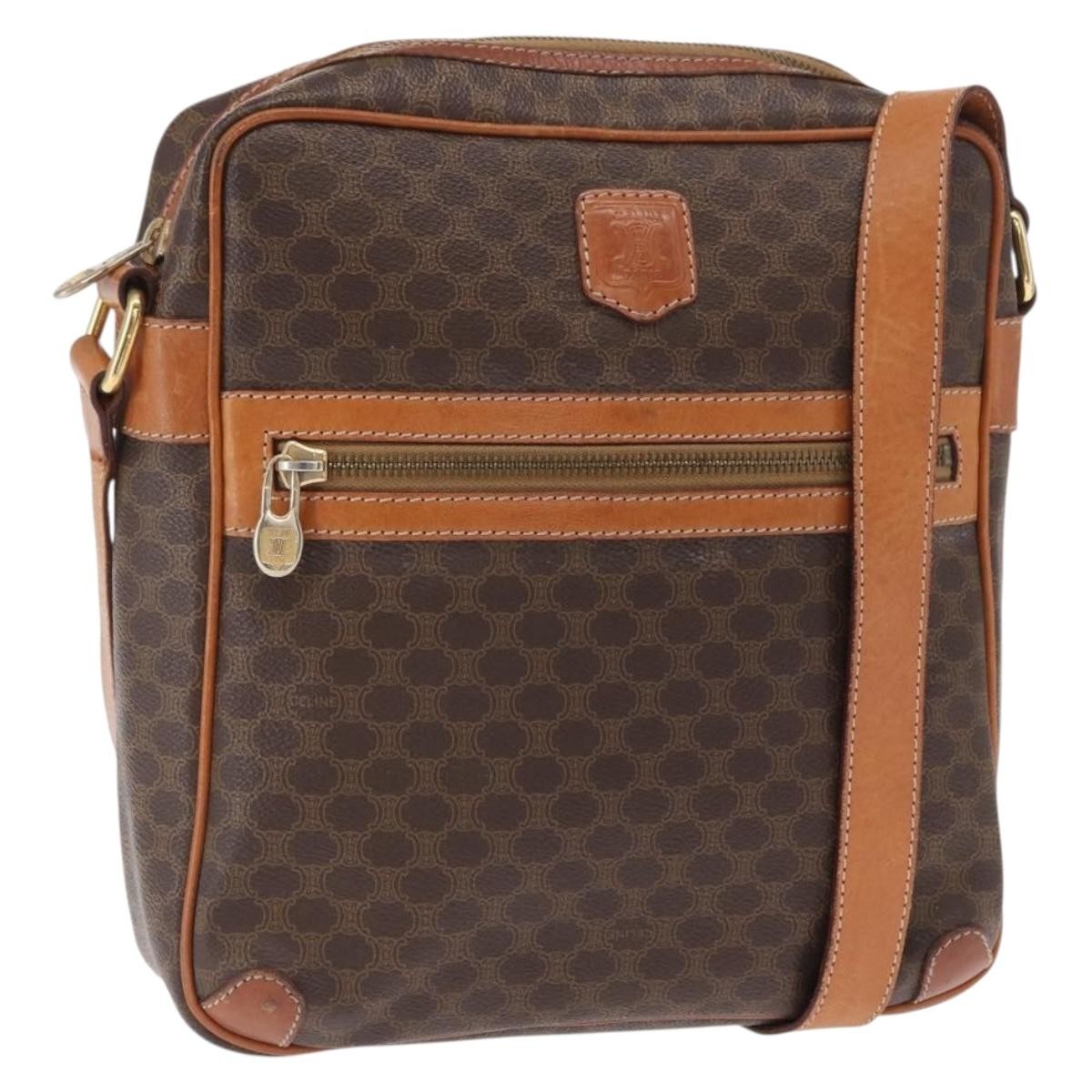 Celine Vintage Macadam Canvas And Leather Brown Pvc Shoulder Bag Bag (Pre-Owned)