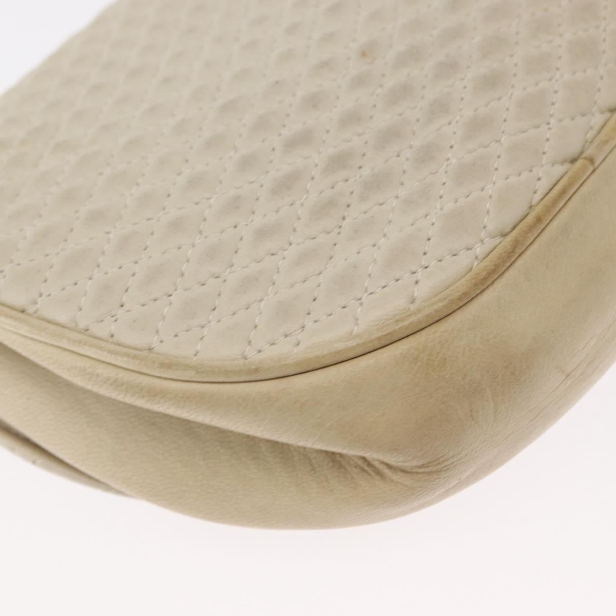 Bally Vintage Quilted Leather White Leather Shoulder Bag Bag (Pre-Owned)