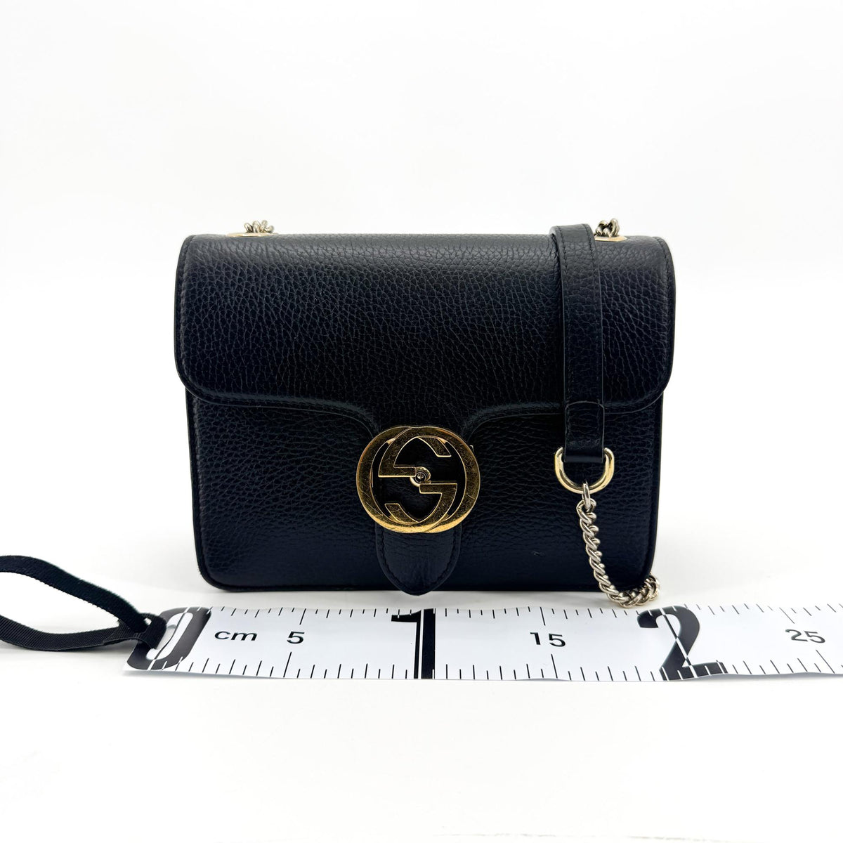 Gucci Interlocking Leather Black Leather Shoulder Bag Bag (Pre-Owned)