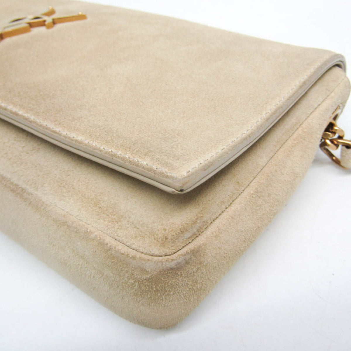 Saint Laurent Classic Monogram Tassel Clutch Suede Beige Suede Clutche & Pouche Bag (Pre-Owned)