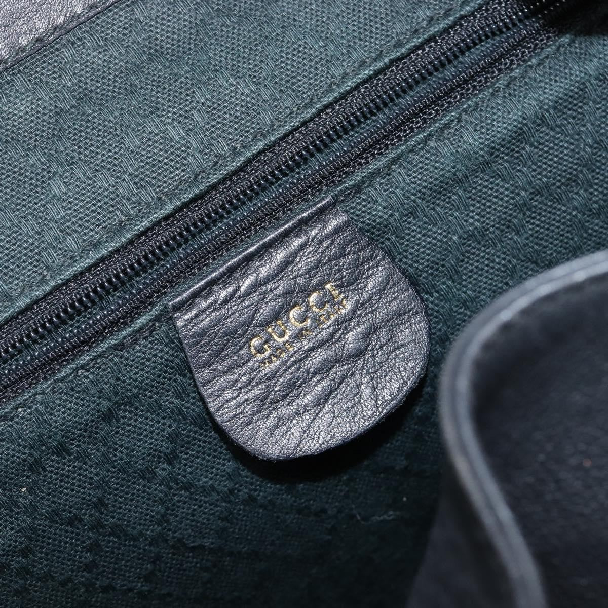 Gucci Vintage Bamboo Leather Black Leather Backpack Bag (Pre-Owned)