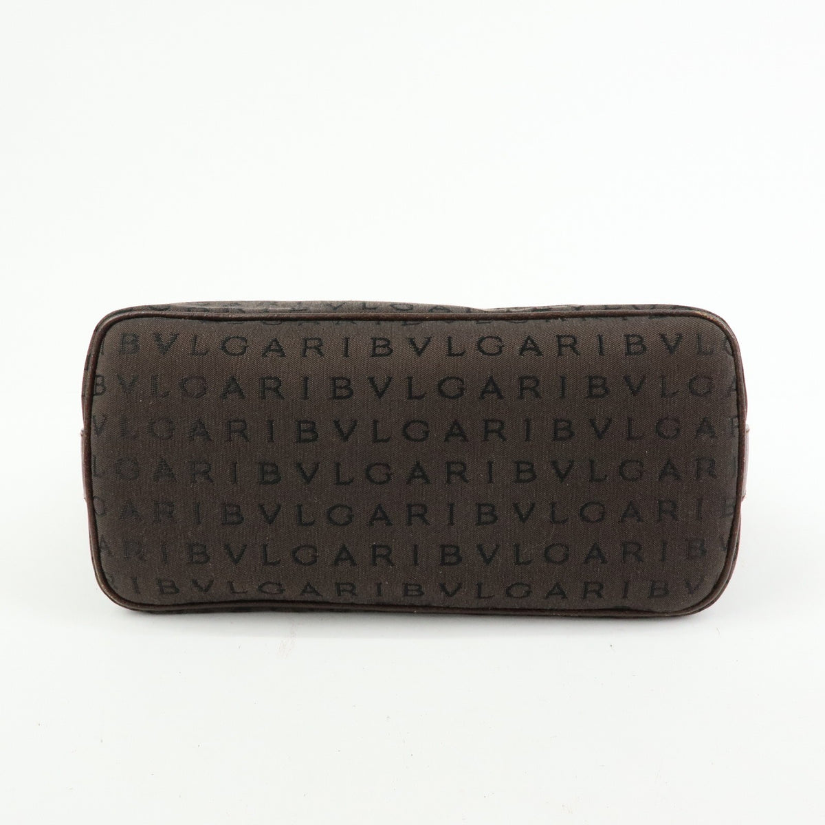 Bvlgari Logomania Suede Brown Canvas Handbag (Pre-Owned)