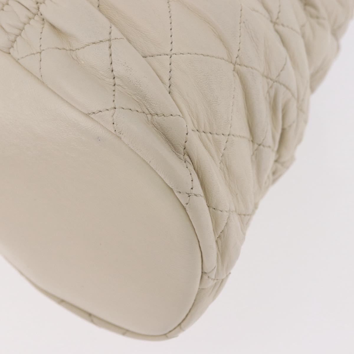 Chanel Sharpei Frame Quilted Leather Beige Leather Tote Bag Bag (Pre-Owned)