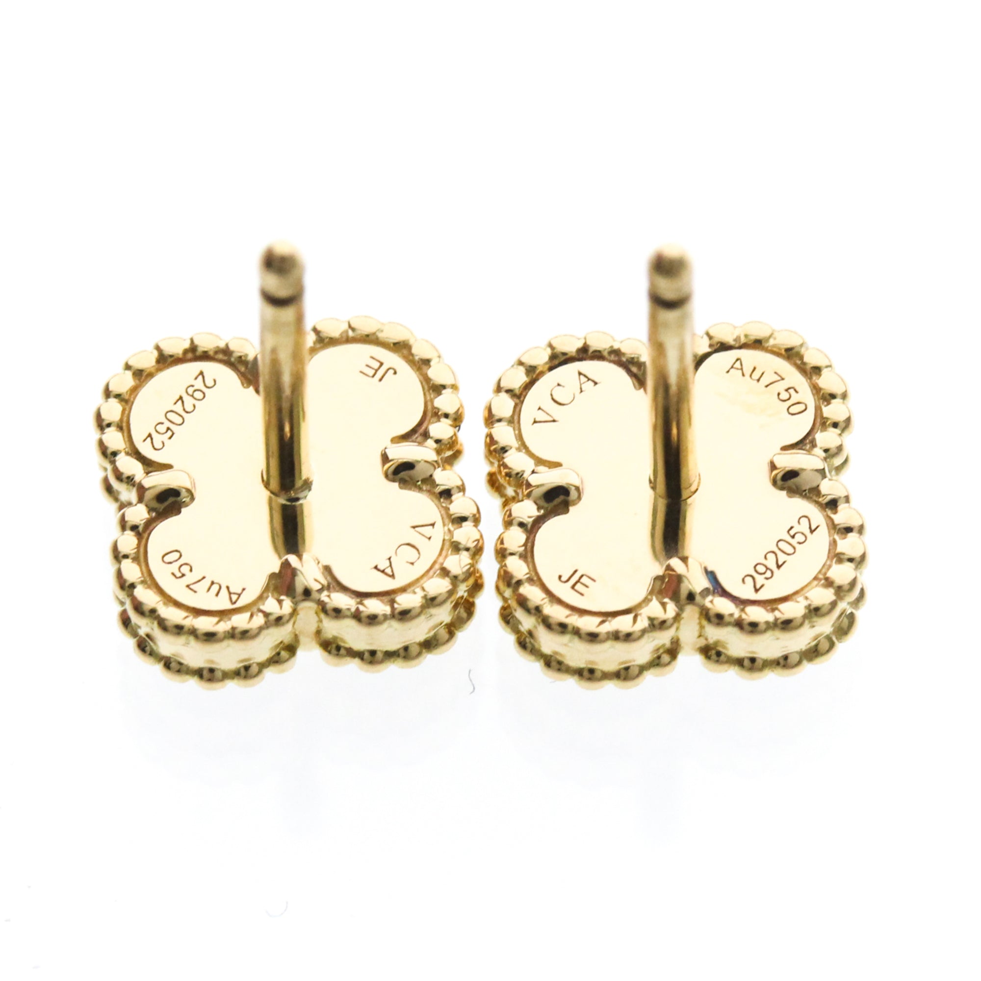 Van Cleef & Arpels Sweet Alhambra Stud 18K Yellow Gold And Onyx Gold Yellow_Gold Earrings Jewelry (Pre-Owned)