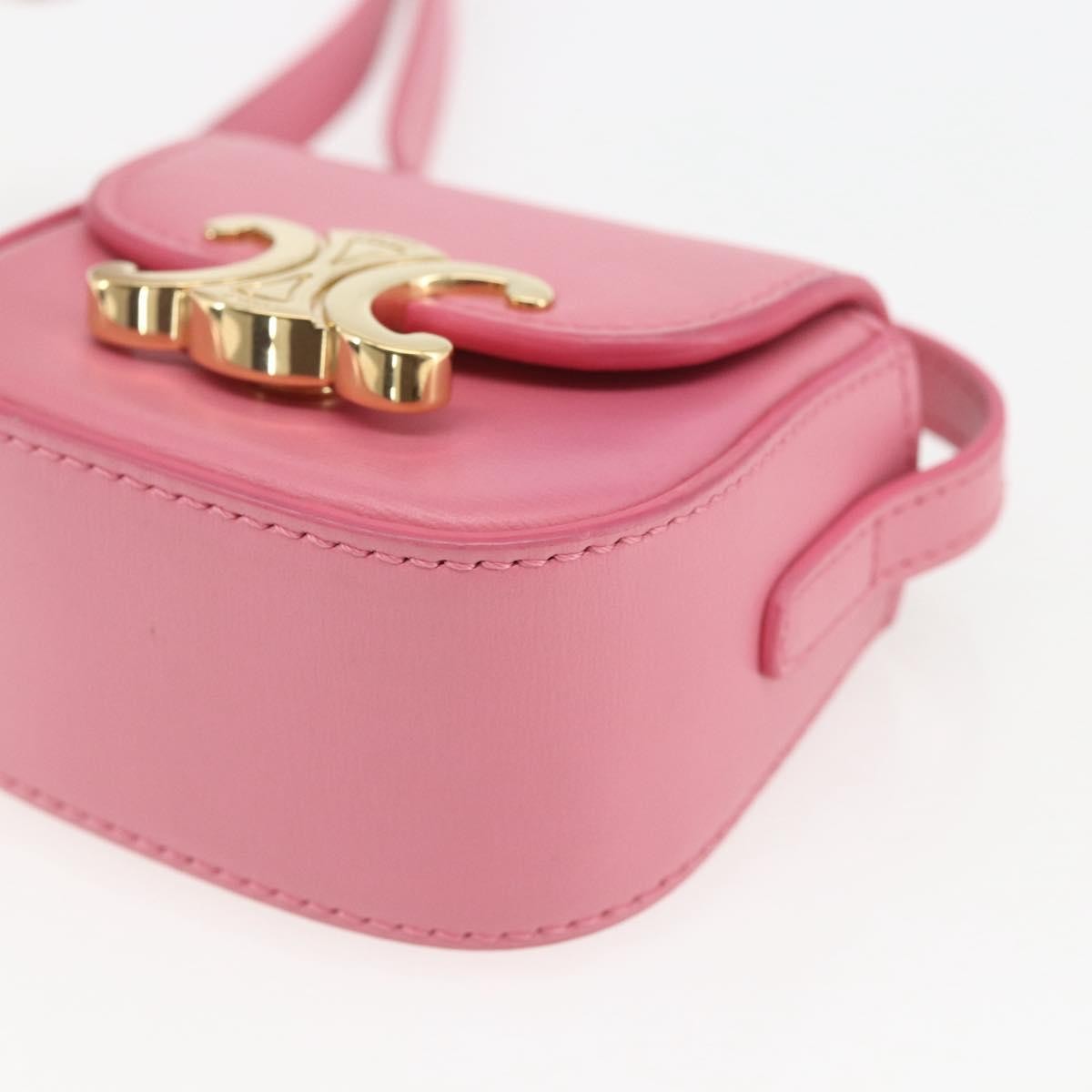 Celine Triomphe Shoulder Smooth Calfskin Pink Leather Shoulder Bag Bag (Pre-Owned)