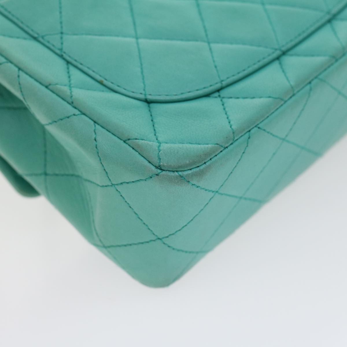 Chanel Square Classic Single Flap Quilted Lambskin Blue Leather Handbag (Pre-Owned)
