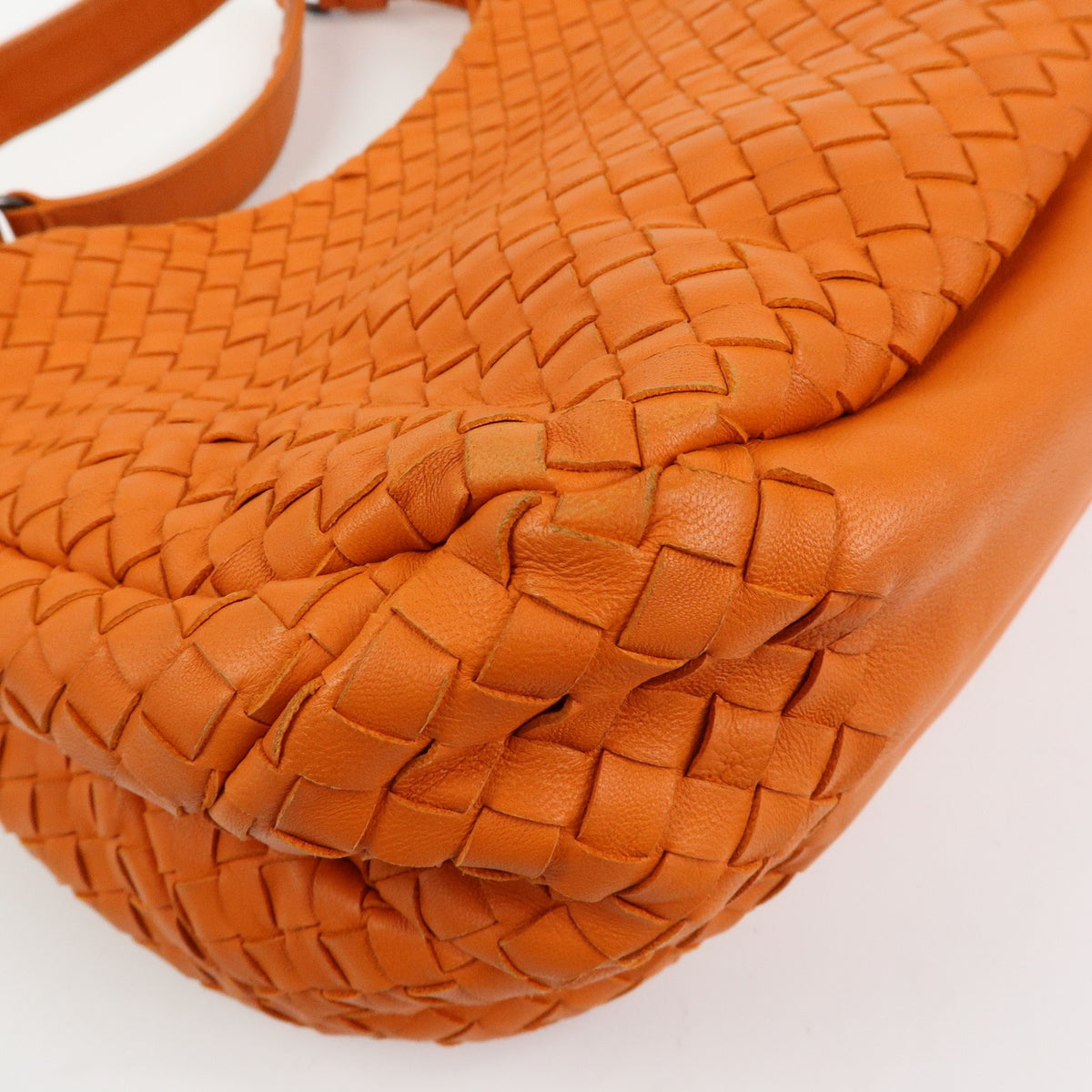 Bottega Veneta Campana Hobo Intrecciato Nappa Orange Leather Shoulder Bag Bag (Pre-Owned)