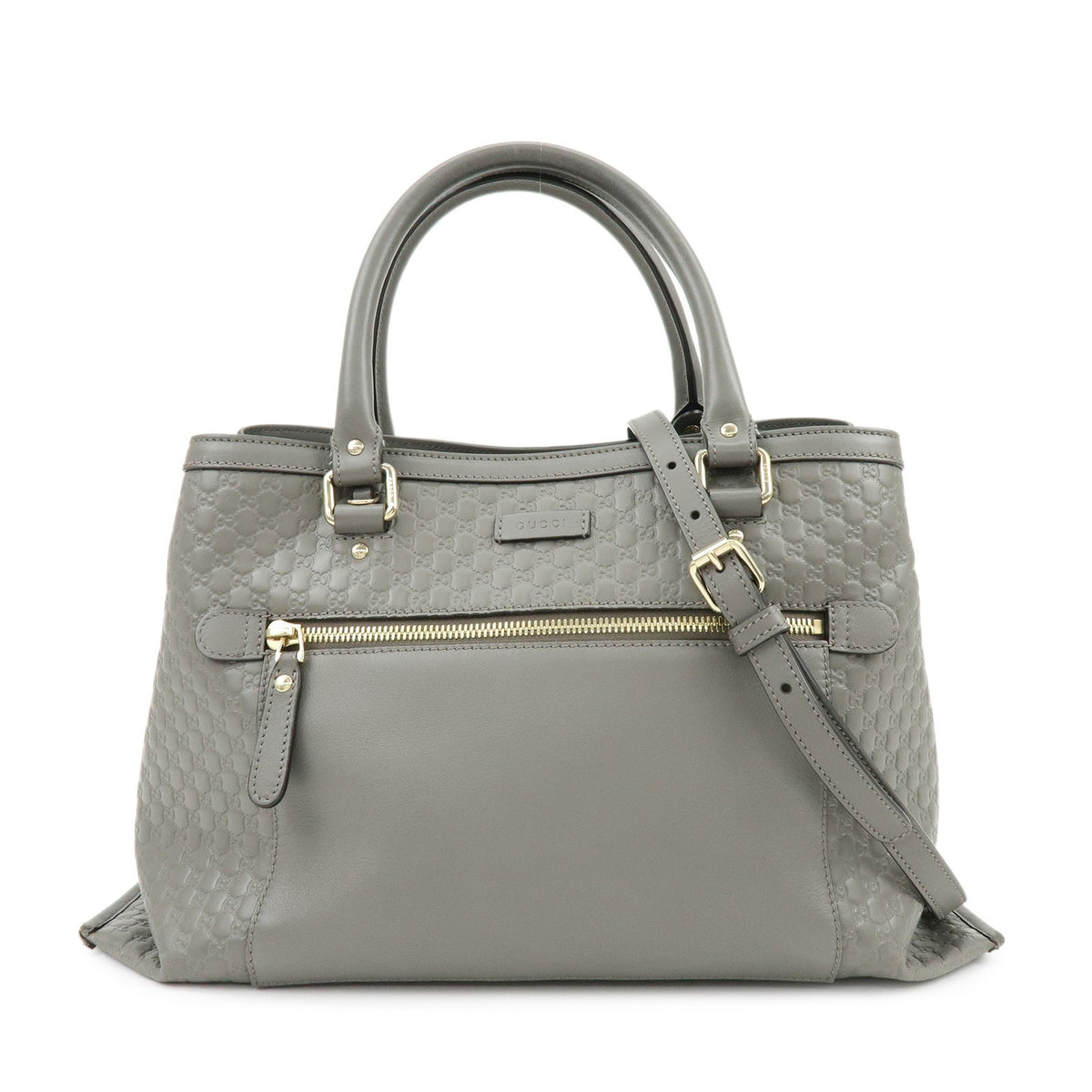Gucci Zip Pocket Soft Microguccissima Leather Gray Leather Tote Bag Bag (Pre-Owned)