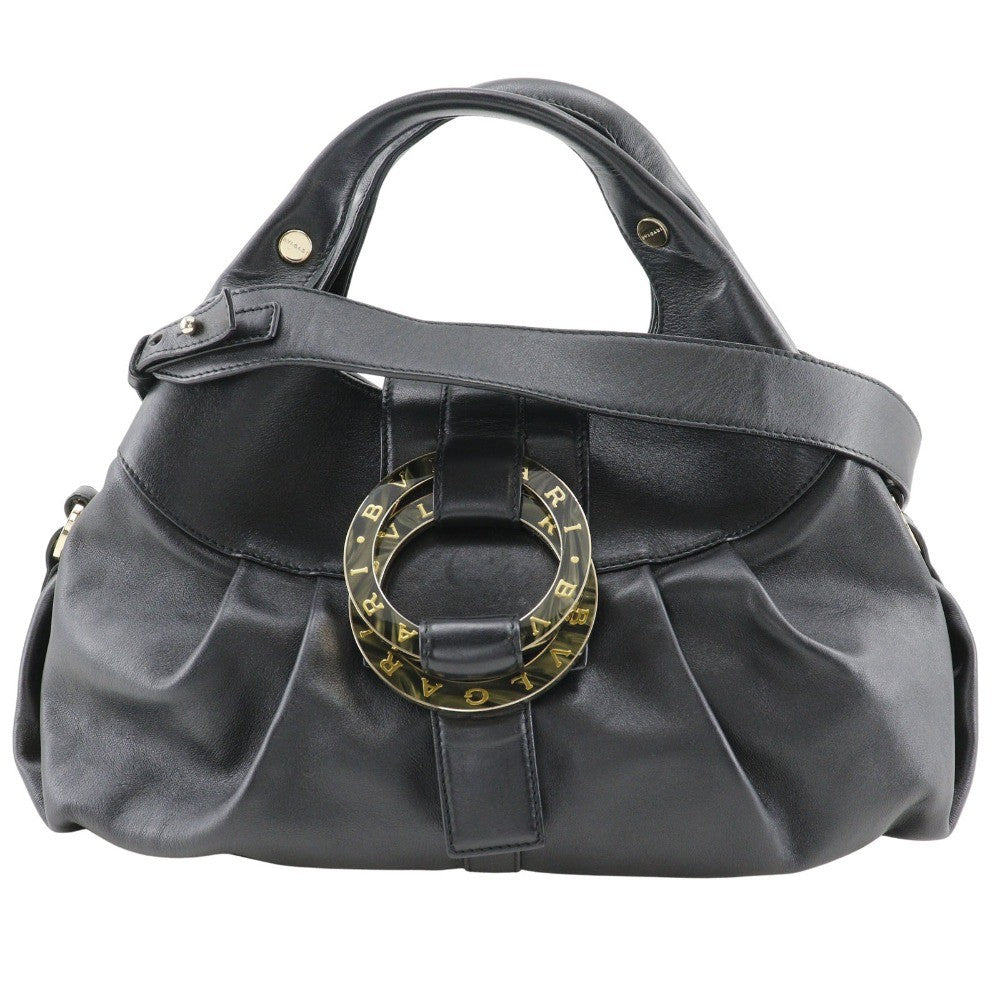 Bvlgari Chandra Hobo Leather Black Leather Handbag (Pre-Owned)
